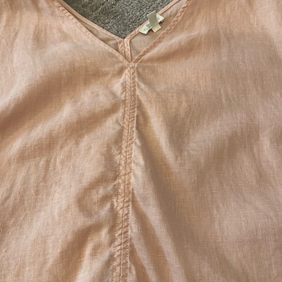 Garnet Hill V-Neck Linen Boxy Tee, Blush Pink, Short Sleeves, Lightweight, Sz S - Picture 9 of 12